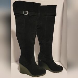 NWOT Over the Knee High Suede Leather Wedge Havannah Boots